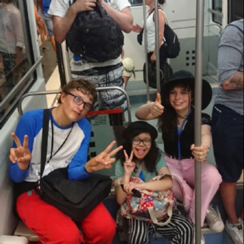 Students on the Funicular railway